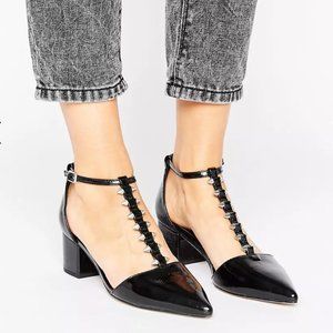ASOS Storm Studded T-Bar Pointed Heels Size 8